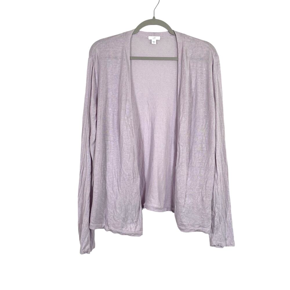 J.Jill Linen Blend Long Sleeve Open Front Cardigan Sweater Lilac Size XL Coastal